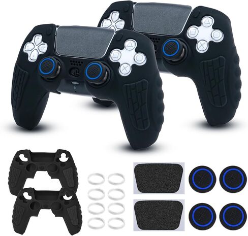 حافظة غطاء وحدة التحكم ECHZOVE PS5، غطاء سيليكون مضاد للانزلاق لجهاز التحكم PS5 المزدوج مع أغطية قبضة الإبهام، واقيات عصا التحكم وملصق غلاف الغطاء (عبوتان) in Kuwait