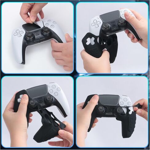 حافظة غطاء وحدة التحكم ECHZOVE PS5، غطاء سيليكون مضاد للانزلاق لجهاز التحكم PS5 المزدوج مع أغطية قبضة الإبهام، واقيات عصا التحكم وملصق غلاف الغطاء (عبوتان) in Kuwait