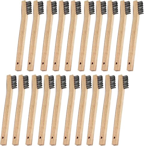 "HOYIN Small Wire Scratch Brushes - 20 Pack of 7in Stainless Steel Brushes with .006in Fill for Precise Cleaning" in Saudi Arabia