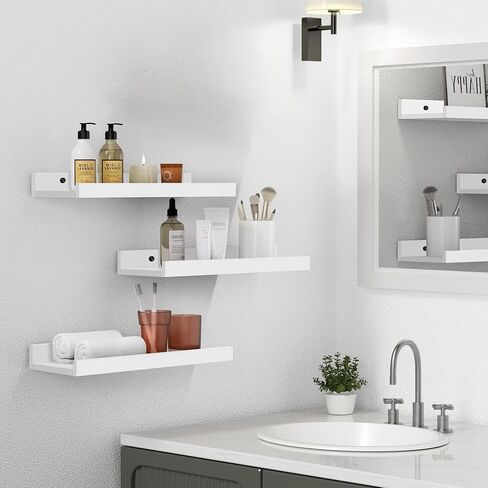 رف كتب عائم طويل 5ps 15.7 بوصة لغرفة الأطفال، أرفف مثبتة على الحائط باللون الأسود مع شفة للتخزين، عرض رف حافة للصور لغرفة النوم والحمام والمطبخ وغرفة المعيشة وديكور الحائط باللون الأسود in Kuwait