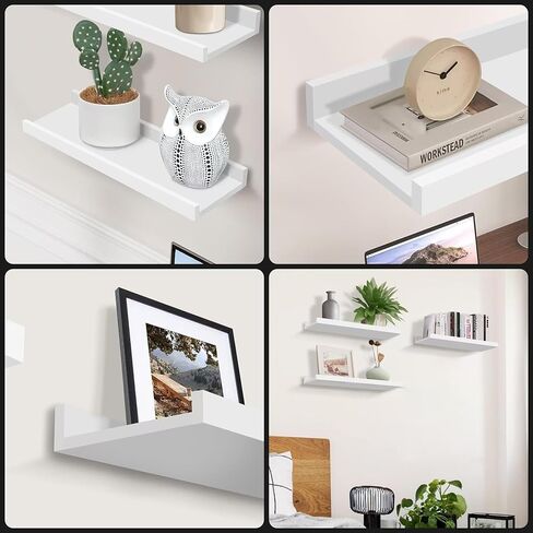 رف كتب عائم طويل 5ps 15.7 بوصة لغرفة الأطفال، أرفف مثبتة على الحائط باللون الأسود مع شفة للتخزين، عرض رف حافة للصور لغرفة النوم والحمام والمطبخ وغرفة المعيشة وديكور الحائط باللون الأسود in Kuwait