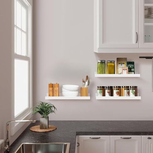 رف كتب عائم طويل 5ps 15.7 بوصة لغرفة الأطفال، أرفف مثبتة على الحائط باللون الأسود مع شفة للتخزين، عرض رف حافة للصور لغرفة النوم والحمام والمطبخ وغرفة المعيشة وديكور الحائط باللون الأسود in Kuwait