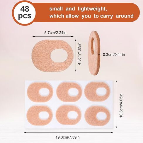 48 Pcs Felt Callus Pads Adhesive Corn Protectors Callus Cushions for Bottom of Foot Oval Shape Corn Pads Foot Callus Pads Soft Felt Callus Cushions for Men Women Feet Toes Pain Relief(Nude, 1/8 Inch) in Saudi Arabia