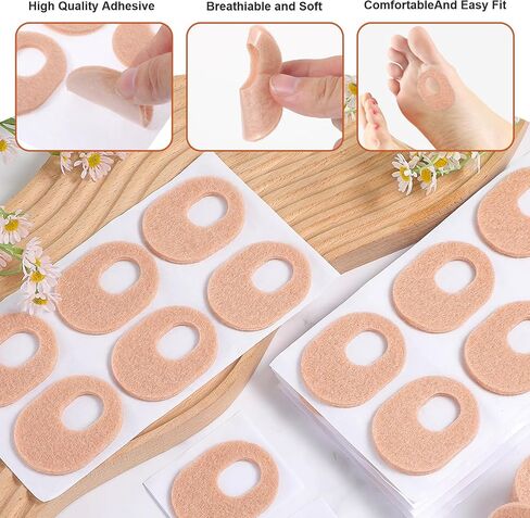 48 Pcs Felt Callus Pads Adhesive Corn Protectors Callus Cushions for Bottom of Foot Oval Shape Corn Pads Foot Callus Pads Soft Felt Callus Cushions for Men Women Feet Toes Pain Relief(Nude, 1/8 Inch) in Saudi Arabia