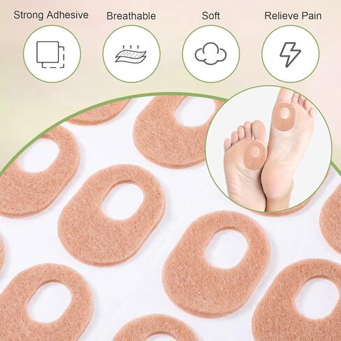 48 Pcs Felt Callus Pads Adhesive Corn Protectors Callus Cushions for Bottom of Foot Oval Shape Corn Pads Foot Callus Pads Soft Felt Callus Cushions for Men Women Feet Toes Pain Relief(Nude, 1/8 Inch) in Saudi Arabia