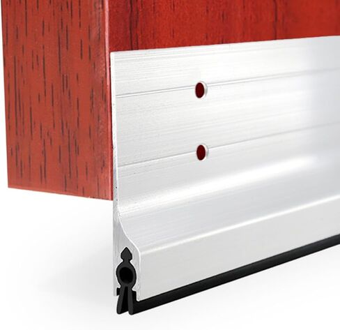 Door Metal Draft Stopper 32 inches Aluminum Mouse Blocker with Rubber Sweep Seal for Stop Under Doors Drafty Cover 1-1/8 inch Gap, 2"x32" Silver in Kuwait