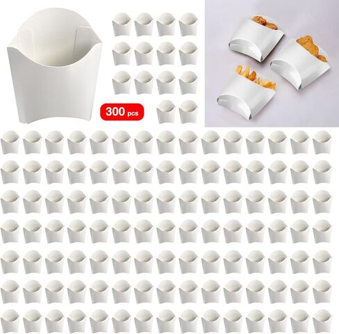 CNQLIS 300 Packs French Fry Holder 4 Oz, Disposable French Fries Container Box, Stackable White Kraft Paper Charcuterie Cups for Onion Rings, Popcorn, French Fries, Takeaway, Party in Saudi Arabia