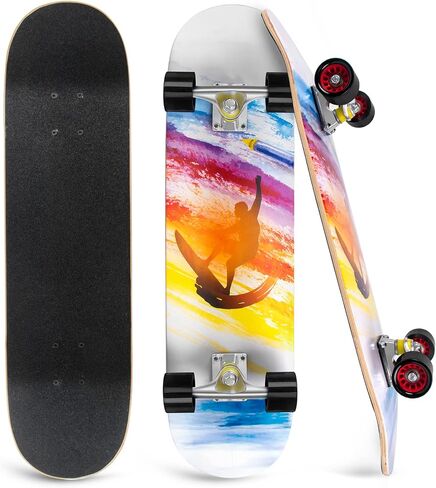 Horse Skateboards for Beginners, 31" Standard Skateboard, 8-Layer Double Kick Maple Deck Concave Skate Board for Kids Teens Adults in Saudi Arabia