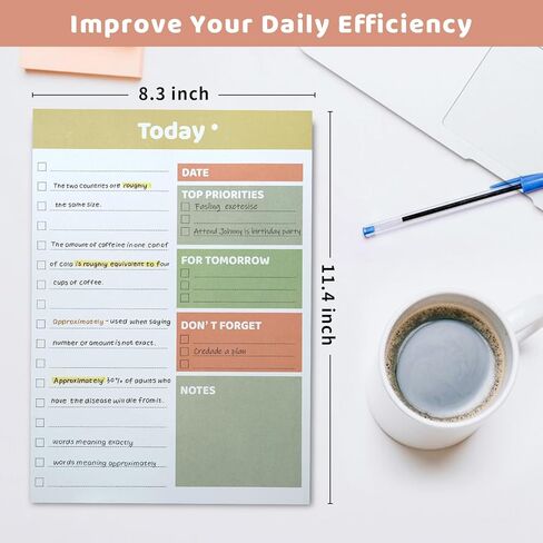 To Do List Pad Daily Planner List Notebook A4 for Work 50 Sheets Undated Daily Goal and Tasks Setting Notepad To Do List for Office Home and School Organizer in Kuwait