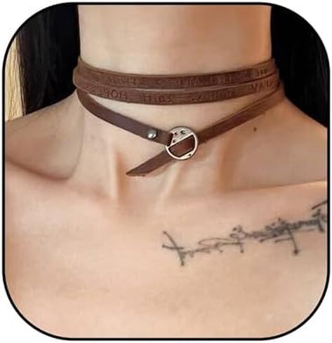 Layered Leather Love Heart Choker Necklace Boho Coin Clavicle Necklace Geometric Ellipse stone Statement Clavicle Cord for Women Men Girls Gift in Saudi Arabia