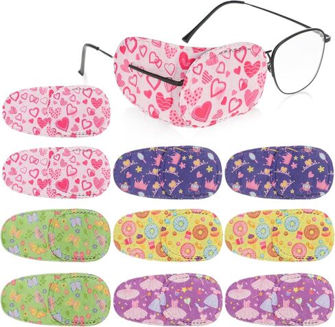 Eye Patches for Glasses, 10 Pcs Cute Right & Left Eye Patch for Lazy Eye Light Blocking Reusable Colorful Eye Patch with 5 Styles Fun Design for Amblyopia and Cross Eye Pad in Saudi Arabia