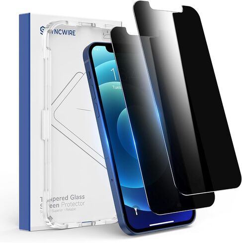 SYNCWIRE Privacy Screen Protector for iPhone 14/13 Pro/13 6.1'', 2-Pack Unbreakable Anti Spy Tempered Glass Saver Black[Easy Installation Frame][10X Stronger][Bubble Free][Sensitive Touch] in Saudi Arabia