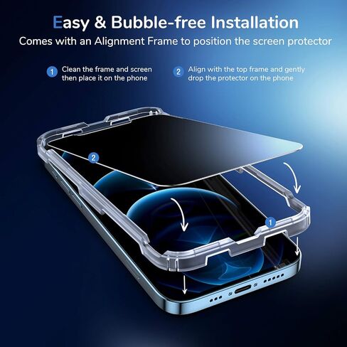 SYNCWIRE Privacy Screen Protector for iPhone 14/13 Pro/13 6.1'', 2-Pack Unbreakable Anti Spy Tempered Glass Saver Black[Easy Installation Frame][10X Stronger][Bubble Free][Sensitive Touch] in Saudi Arabia