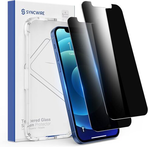 SYNCWIRE Privacy Screen Protector for iPhone 14/13 Pro/13 6.1'', 2-Pack Unbreakable Anti Spy Tempered Glass Saver Black[Easy Installation Frame][10X Stronger][Bubble Free][Sensitive Touch] in Saudi Arabia