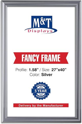 M&T Displays Silver 36x48 Picture Frame Made of 1.58 inches Aluminum Profile Front Loading Wall Mounting Fancy Snap Frame Display for Poster or Document with Mitred Corner in Saudi Arabia