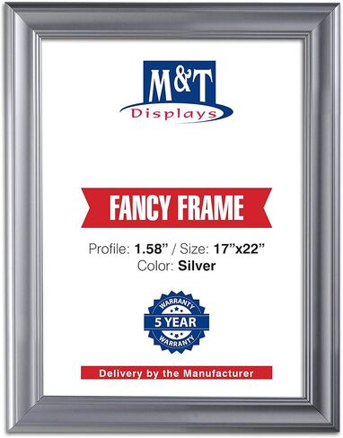 M&T Displays Silver 36x48 Picture Frame Made of 1.58 inches Aluminum Profile Front Loading Wall Mounting Fancy Snap Frame Display for Poster or Document with Mitred Corner in Saudi Arabia