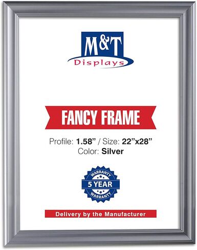 M&T Displays Silver 36x48 Picture Frame Made of 1.58 inches Aluminum Profile Front Loading Wall Mounting Fancy Snap Frame Display for Poster or Document with Mitred Corner in Saudi Arabia