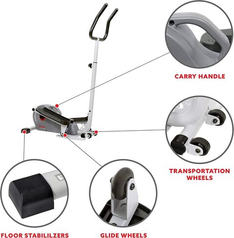 Sunny Health & Fitness 2 in 1 Sit/Stand Mini Elliptical Machine, Portable Under Desk Peddler Exerciser for Senior Home Workout, Optional Handlebars, Resistance Bands & Free Sunnyfit App Bluetooth Link in Saudi Arabia