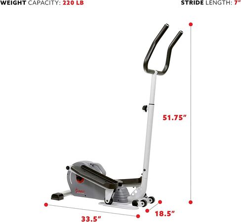 Sunny Health & Fitness 2 in 1 Sit/Stand Mini Elliptical Machine, Portable Under Desk Peddler Exerciser for Senior Home Workout, Optional Handlebars, Resistance Bands & Free Sunnyfit App Bluetooth Link in Saudi Arabia