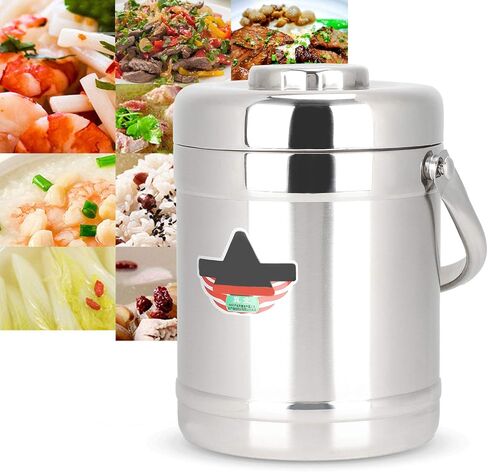 Yosoo 1.8l Vacuum Lunch Box, Straight Shape Double Wall Vacuum Insulated Lunch Box, Three-Layer Design,Storing Staple Food, Dishes, Soup, Stainless Steel Hot Food Container in Saudi Arabia
