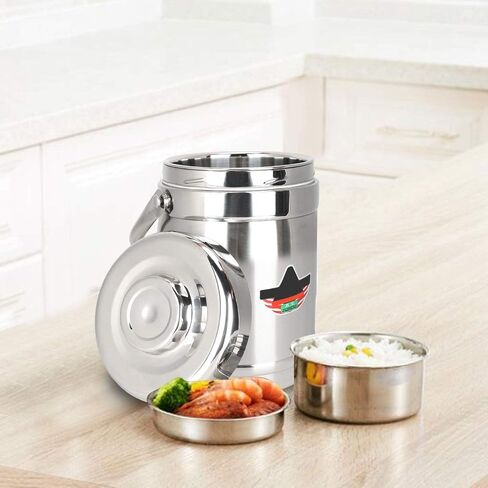 Yosoo 1.8l Vacuum Lunch Box, Straight Shape Double Wall Vacuum Insulated Lunch Box, Three-Layer Design,Storing Staple Food, Dishes, Soup, Stainless Steel Hot Food Container in Saudi Arabia