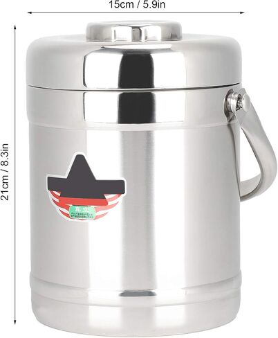 Yosoo 1.8l Vacuum Lunch Box, Straight Shape Double Wall Vacuum Insulated Lunch Box, Three-Layer Design,Storing Staple Food, Dishes, Soup, Stainless Steel Hot Food Container in Saudi Arabia