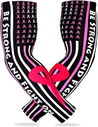 أكمام للتوعية بسرطان الثدي، أكمام للذراع بشريط وردي لكرة القدم، زوج واحد من أكمام الذراع لسرطان الثدي للبالغين من الرجال والنساء in Kuwait