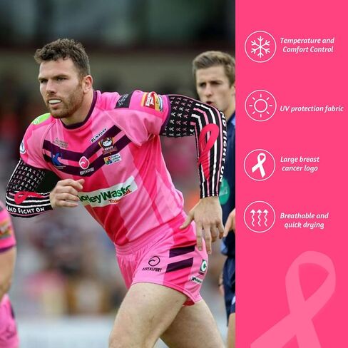 أكمام للتوعية بسرطان الثدي، أكمام للذراع بشريط وردي لكرة القدم، زوج واحد من أكمام الذراع لسرطان الثدي للبالغين من الرجال والنساء in Kuwait