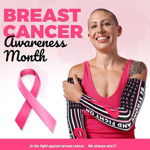 أكمام للتوعية بسرطان الثدي، أكمام للذراع بشريط وردي لكرة القدم، زوج واحد من أكمام الذراع لسرطان الثدي للبالغين من الرجال والنساء in Kuwait