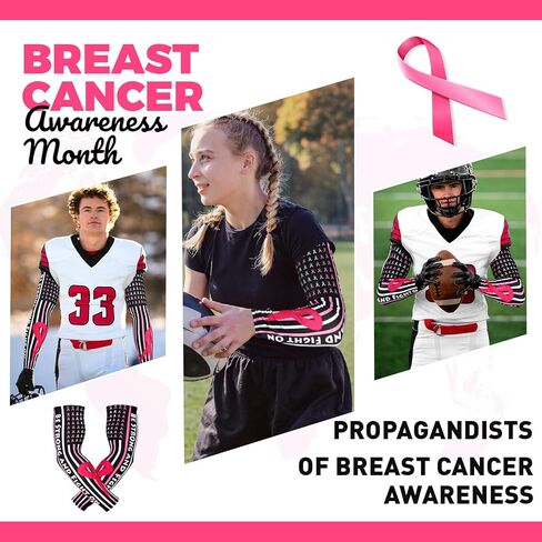 أكمام للتوعية بسرطان الثدي، أكمام للذراع بشريط وردي لكرة القدم، زوج واحد من أكمام الذراع لسرطان الثدي للبالغين من الرجال والنساء in Kuwait