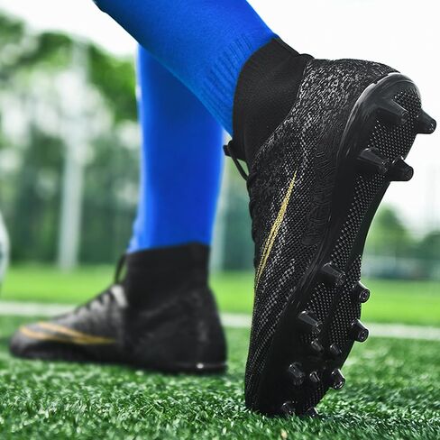 UYO Men's Soccer Shoes Football Cleats Outdoor High-Tops Lace-Up Non-Slip Spikes AG/FG Boots in Saudi Arabia