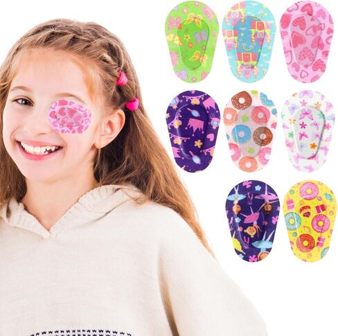 24 Pcs Adhesive Eye Patches Kid Colorful Light Blocking Breathable Eyepatch Sticker Disposable Blackout Cotton Eye Shield Easy Peeling Latex Free Eyecare Bandages 3 × 2 Inches 12 Styles in Saudi Arabia
