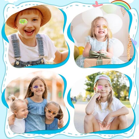 24 Pcs Adhesive Eye Patches Kid Colorful Light Blocking Breathable Eyepatch Sticker Disposable Blackout Cotton Eye Shield Easy Peeling Latex Free Eyecare Bandages 3 × 2 Inches 12 Styles in Saudi Arabia