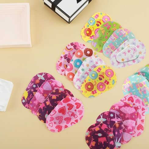 24 Pcs Adhesive Eye Patches Kid Colorful Light Blocking Breathable Eyepatch Sticker Disposable Blackout Cotton Eye Shield Easy Peeling Latex Free Eyecare Bandages 3 × 2 Inches 12 Styles in Saudi Arabia