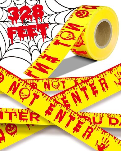 Halloween Decorations Outdoor Caution Tape - 328 Feet Halloween Party Decorations for Indoor Do Not Enter Tape Crime Scene Warning Tape Roll Scary Safety Hazard Signs Haunted House Danger Spooky Area in Saudi Arabia