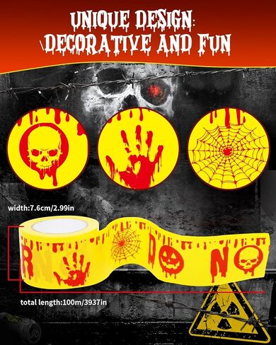Halloween Decorations Outdoor Caution Tape - 328 Feet Halloween Party Decorations for Indoor Do Not Enter Tape Crime Scene Warning Tape Roll Scary Safety Hazard Signs Haunted House Danger Spooky Area in Saudi Arabia