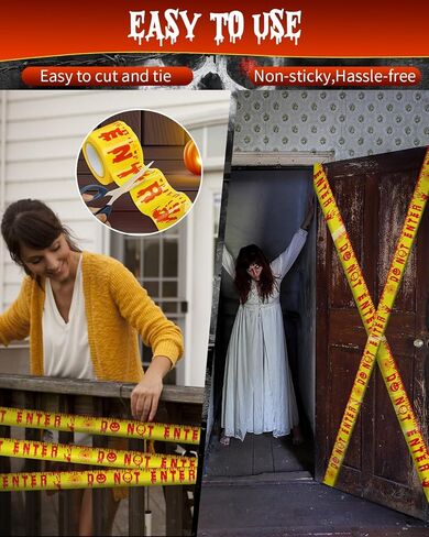 Halloween Decorations Outdoor Caution Tape - 328 Feet Halloween Party Decorations for Indoor Do Not Enter Tape Crime Scene Warning Tape Roll Scary Safety Hazard Signs Haunted House Danger Spooky Area in Saudi Arabia