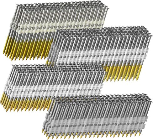 21 Degree Framing Nails 600 Count, 4 Sizes (2"+2-1/2"+3.0" Ring Shank+3-1/2" Smooth Shank), Full Round Head Hot Dipped Galvanized, 150 per Size, Assorted Size, 20 to 22 Degree Framing Nailer in Saudi Arabia