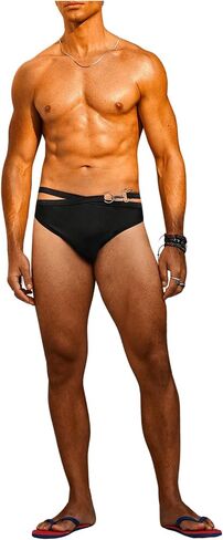 WDIRARA Men's Ring Hollow Out Triangle Swim Briefs Bikini Athletic Bathing Suit Swimwear Trunks in Saudi Arabia