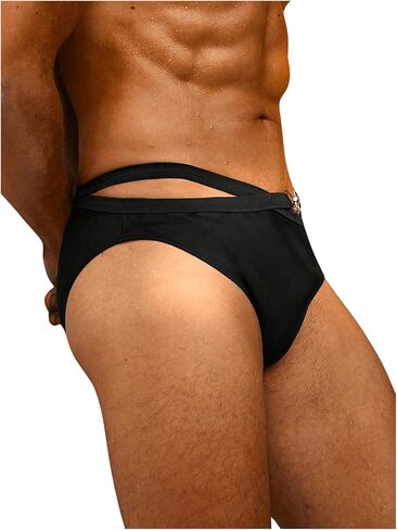 WDIRARA Men's Ring Hollow Out Triangle Swim Briefs Bikini Athletic Bathing Suit Swimwear Trunks in Saudi Arabia