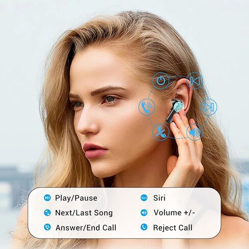 Wireless Earbuds Open Ear Bluetooth Headphones with Ear Hooks Running Headphones Wireless with Microphone Power Display 40 Hours Playtime Call Noise Reduction Bone Conduction Sports Earbuds in Saudi Arabia