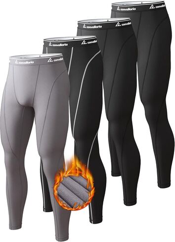 CL convallaria 1/2/4 Pack Mens Thermal Compression Pants, Athletic Leggings Base Layer Bottoms Cold Weather Gear S-2XL in Kuwait
