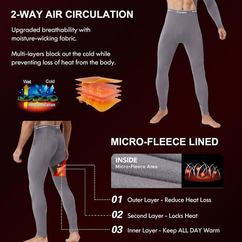 CL convallaria 1/2/4 Pack Mens Thermal Compression Pants, Athletic Leggings Base Layer Bottoms Cold Weather Gear S-2XL in Kuwait
