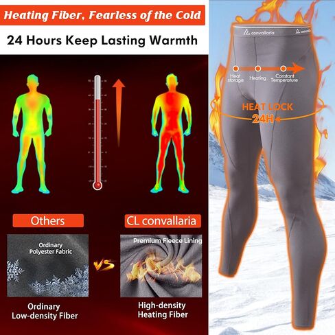CL convallaria 1/2/4 Pack Mens Thermal Compression Pants, Athletic Leggings Base Layer Bottoms Cold Weather Gear S-2XL in Kuwait