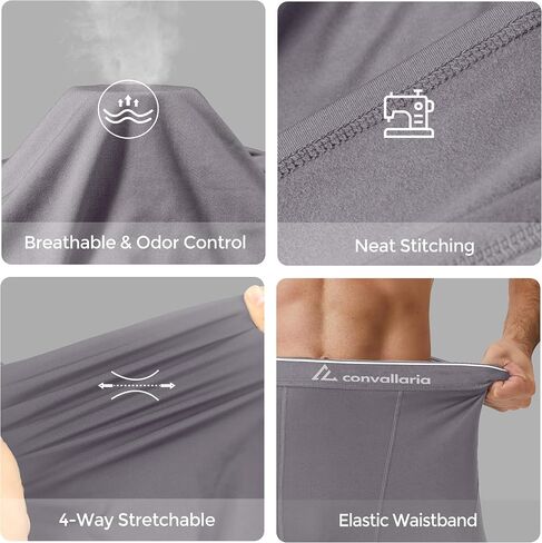 CL convallaria 1/2/4 Pack Mens Thermal Compression Pants, Athletic Leggings Base Layer Bottoms Cold Weather Gear S-2XL in Kuwait