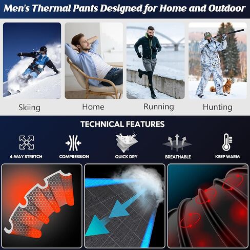 CL convallaria 1/2/4 Pack Mens Thermal Compression Pants, Athletic Leggings Base Layer Bottoms Cold Weather Gear S-2XL in Kuwait