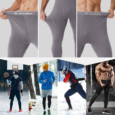 CL convallaria 1/2/4 Pack Mens Thermal Compression Pants, Athletic Leggings Base Layer Bottoms Cold Weather Gear S-2XL in Kuwait