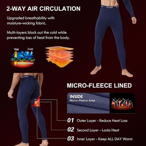 CL convallaria 1/2/4 Pack Mens Thermal Compression Pants, Athletic Leggings Base Layer Bottoms Cold Weather Gear S-2XL in Kuwait