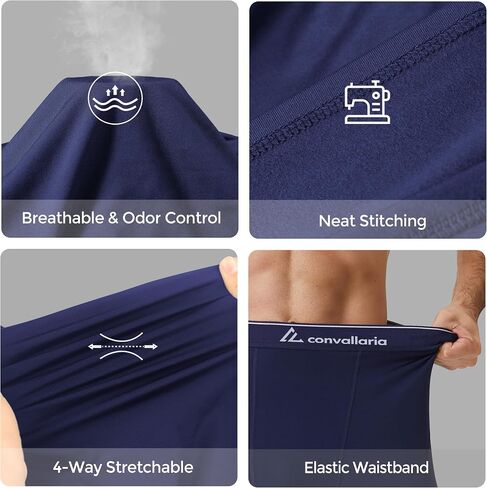 CL convallaria 1/2/4 Pack Mens Thermal Compression Pants, Athletic Leggings Base Layer Bottoms Cold Weather Gear S-2XL in Kuwait