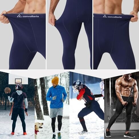 CL convallaria 1/2/4 Pack Mens Thermal Compression Pants, Athletic Leggings Base Layer Bottoms Cold Weather Gear S-2XL in Kuwait